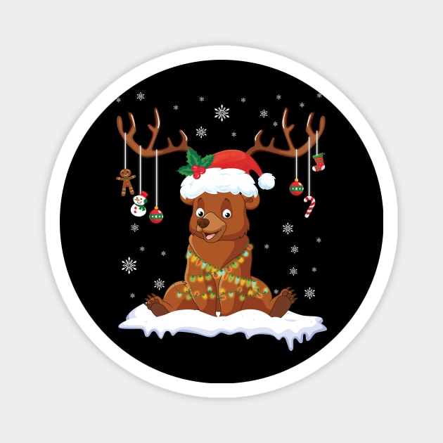 Bear Reindeer Santa Noel Costume Dancing On Snow Merry Xmas Magnet by bakhanh123